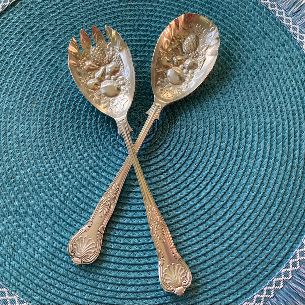 VTG Silvercraft Salad Spoon and Fork Set